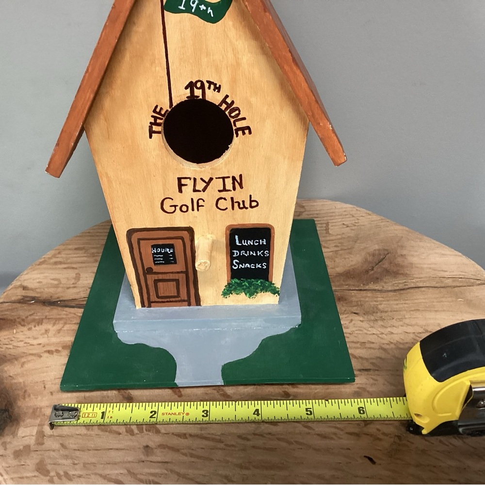 🟢 Vintage & Hand Painted - Solid Wood & Golf Themed Birdhouse - Very Unique - Picture 11 of 14